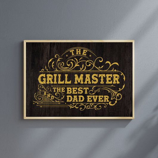 Grill Master en Best Dad Ever Fathers Day Zwart Poster