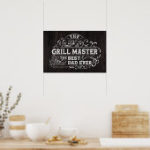 Grill Master en Best Dad Ever Fathers Day Zwart Poster (Keuken)