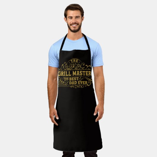 Grill Master en Best Dad Ever Fathers Day Zwart Schort (Gedragen)