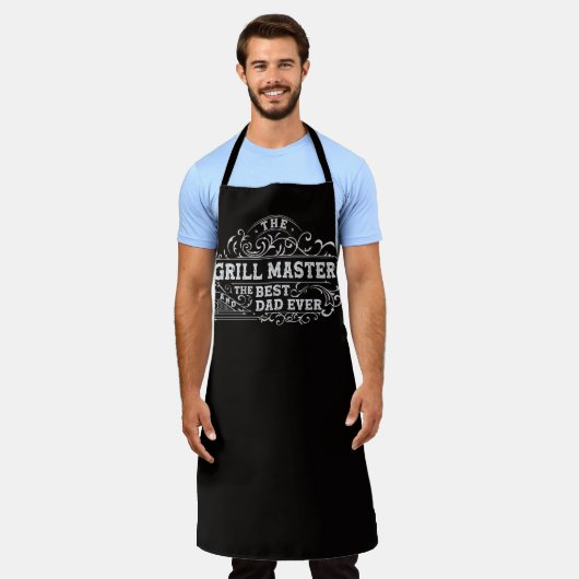 Grill Master en Best Dad Ever Fathers Day Zwart Schort (Gedragen)