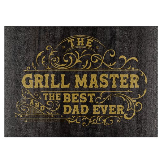 Grill Master en Best Dad Ever Fathers Day Zwart Snijplank (Voorkant)