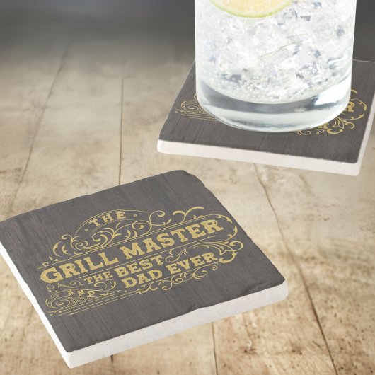 Grill Master en Best Dad Ever Fathers Day Zwart Stenen Onderzetter