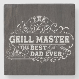 Grill Master en Best Dad Ever Fathers Day Zwart Stenen Onderzetter