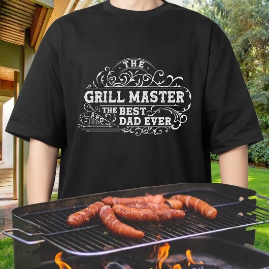 Grill Master en Best Dad Ever Fathers Day Zwart T-shirt