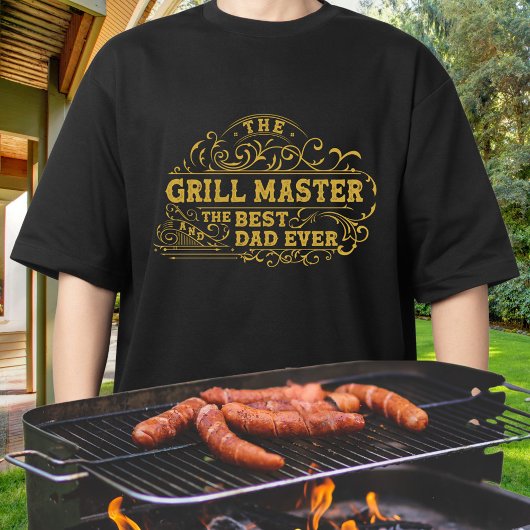Grill Master en Best Dad Ever Fathers Day Zwart T-shirt