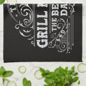 Grill Master en Best Dad Ever Fathers Day Zwart Theedoek (Gevouwen)