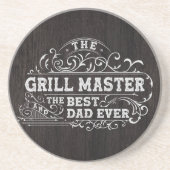 Grill Master en Best Dad Ever Fathers Day Zwart Zandsteen Onderzetter (Voorkant)
