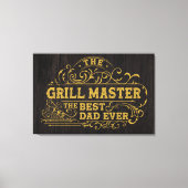 Grill Master en beste vader ooit vaders zwart Canvas Afdruk (Voorkant)