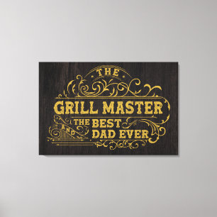 Grill Master en beste vader ooit vaders zwart Canvas Afdruk