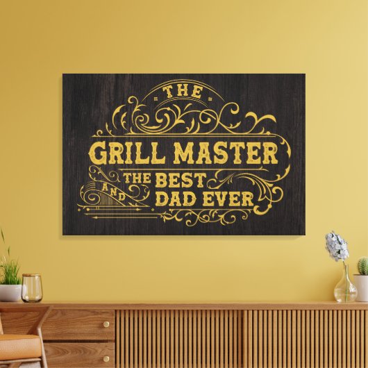 Grill Master en beste vader ooit vaders zwart Canvas Afdruk (Insitu (Woonkamer))