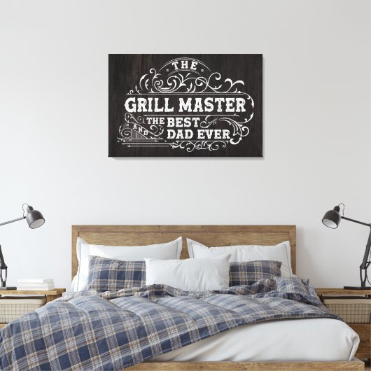 Grill Master en beste vader ooit vaders zwart Canvas Afdruk (Insitu (Slaapkamer))