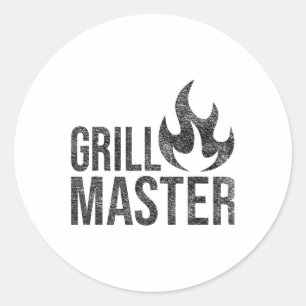 Grill Master Flame Barbecue BBQ Smoke Char Open Fi Ronde Sticker