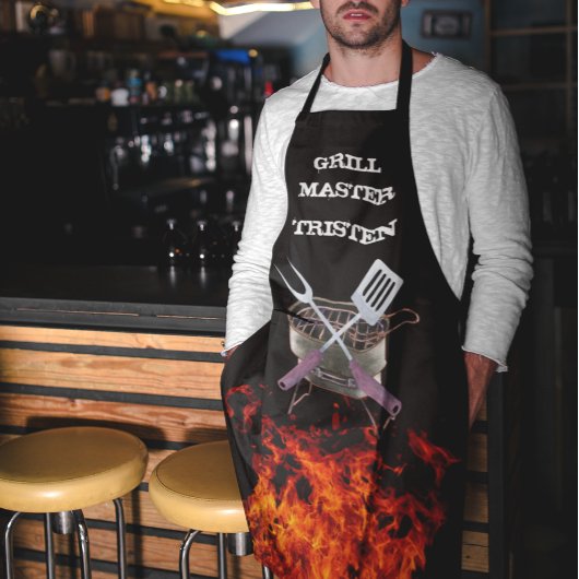 Grill Master Flame Name Monogram Grill BBQ Schort