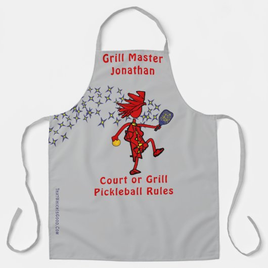 Grill Master Fun Pickleball All-Over Print Apron Schort (Voorkant)