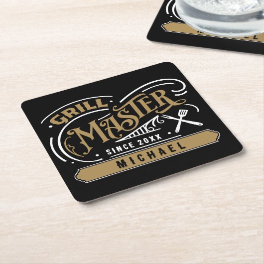Grill Master gepersonaliseerd Kartonnen Onderzetters (Schuin)