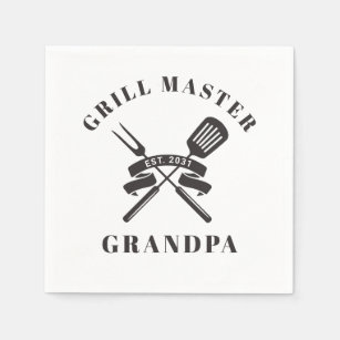 Grill Master Grandpa Best Grandfather Custom Servet