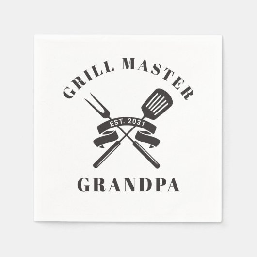 Grill Master Grandpa Best Grandfather Custom Servet (Voorkant)