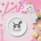 Grill Master Grandpa Fathers Day BBQ Custom Papieren Bordje (Feest)