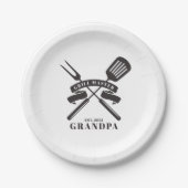 Grill Master Grandpa Fathers Day BBQ Custom Papieren Bordje (Voorkant)