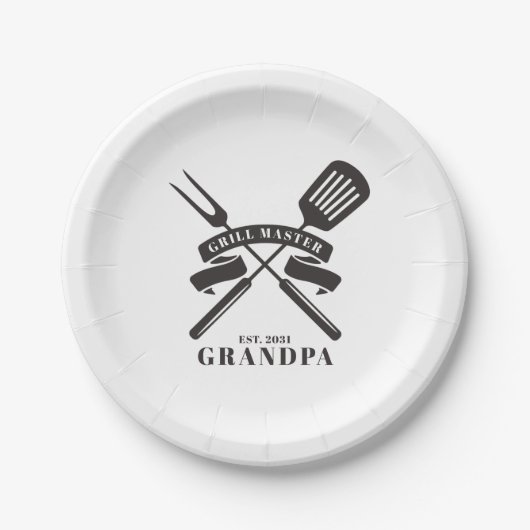 Grill Master Grandpa Fathers Day BBQ Custom Papieren Bordje (Voorkant)