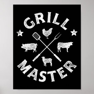 Grill Master Grappig Varkensvlees Bbq Barbecue Gri Poster