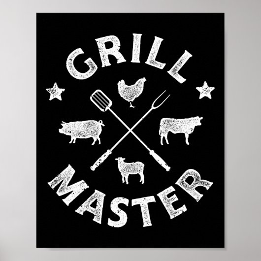 Grill Master Grappig Varkensvlees Bbq Barbecue Gri Poster (Voorkant)