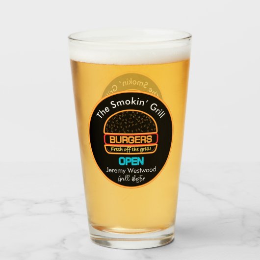 Grill Master Grilling Pint Bierglas Drinkware Glas (Voorkant gevuld)