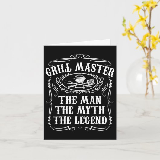 Grill Master Het Man The Myth Legend Funny BBQ Smo Kaart (Gele Bloem)