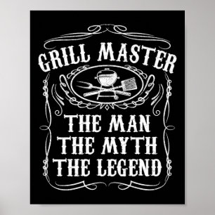 Grill Master Het Man The Myth Legend Funny BBQ Smo Poster