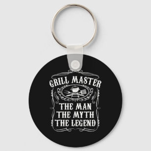 Grill Master Het Man The Myth Legend Funny BBQ Smo Sleutelhanger