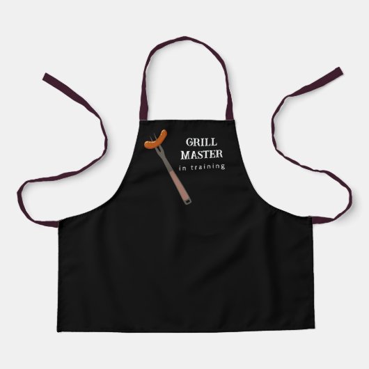Grill Master in Opleiding Vader Zoon BBQ Zwart Schort (Voorkant)