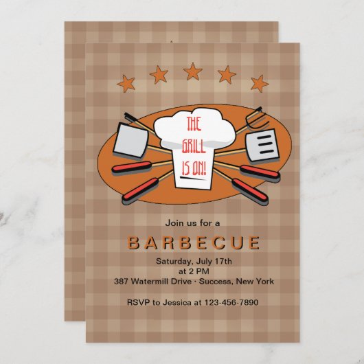 Grill Master Invitation Kaart (Voorkant / Achterkant)