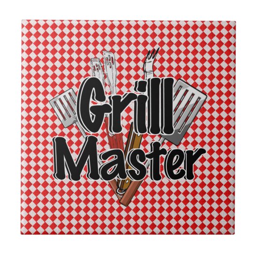 Grill Master met BBQ Tools & Picnic Table Tegeltje (Voorkant)