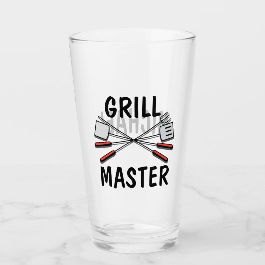 Grill Master met naam Glas (Voorkant)