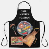 Grill Master Naam Monogram Grill BBQ   Schort (Voorkant)