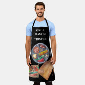 Grill Master Name Monogram Grill BBQ Schort (Gedragen)