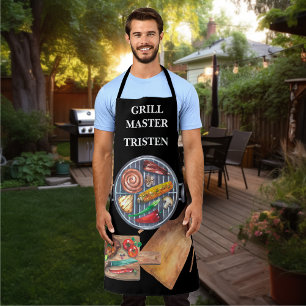 Grill Master Name Monogram Grill BBQ Schort
