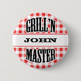 Grill Master Name Personalized Badge Label Ronde Button 5,7 Cm