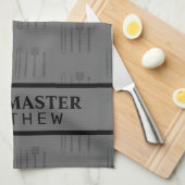 Grill master name vaders dag klassiek zwart grijs theedoek (Quarter Fold)