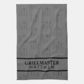 Grill master name vaders dag klassiek zwart grijs theedoek (Verticaal)