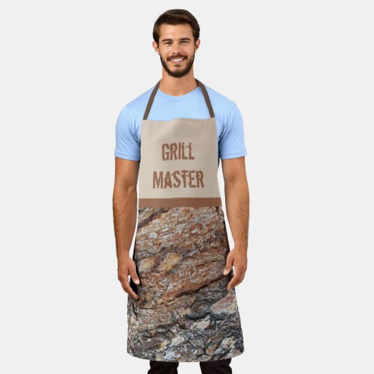 Grill Master Rustic Tree Bark Pattern Foto Natuur Schort (Gedragen)