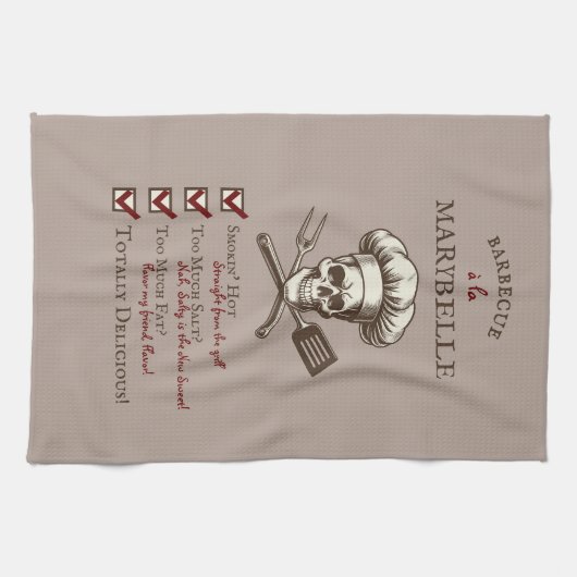 Grill Master Skully -  schedel illustratie Theedoek (Horizontaal)