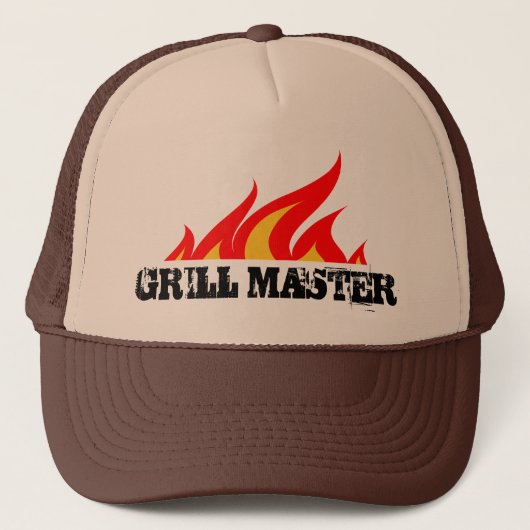 Grill master trucker hoed met brandende vlammen pet (Voorkant)