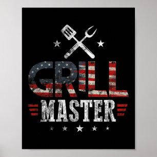 Grill Master Usa Vlag Patriottische Barbeque Bbq 4 Poster