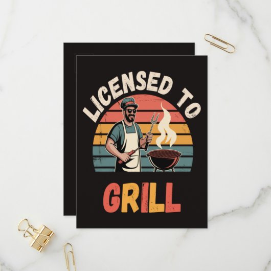 Grill Master Vader Uitnodiging Briefkaart (Voorkant / Achterkant in situ)