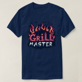 Grill Master Vlammende Barbecue Typography T-shirt