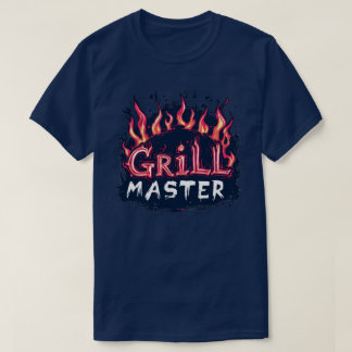Grill Master Vlammende Barbecue Typography T-shirt