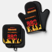 Grill Master's (jouw naam) BBQ Ovenwant & Pannenlap Set (Voorkant / Achterkant)