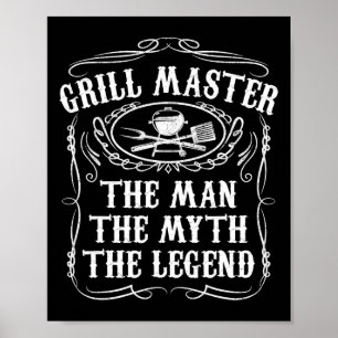 Grill Meester De Man De Mythe Legende Grappig Bbq Poster