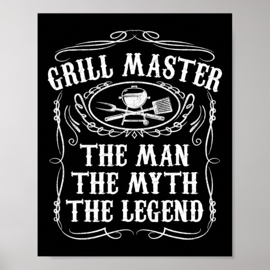 Grill Meester De Man De Mythe Legende Grappig Bbq Poster (Voorkant)